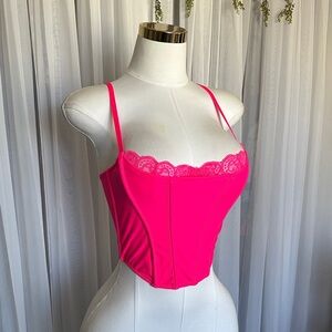 Urban Outfitters Pink Lace Trim Corset Bra